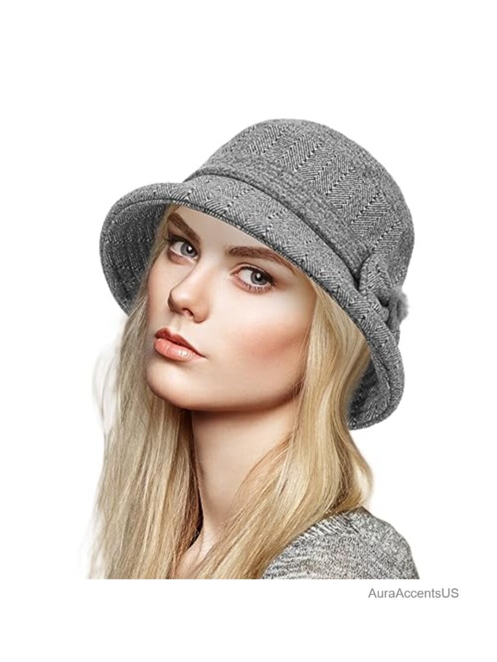 Wool Cotton Cloche Bucket Hat 1920s Vintage Bowler Bow Winter Church Hat